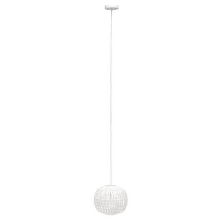 LALIA HOME 1-Light 11.38" Bohemian Farmhouse Coastal Woven Paper Shade Pendant, White LHP-3008-WH